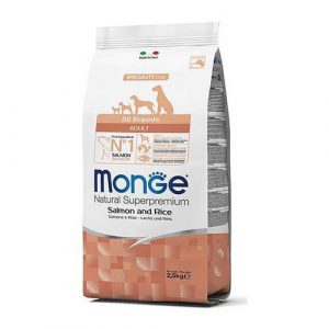 MONOGE salmon and rice superpremium Monge z lososom in rižem za mladiče in odraščajoče pse